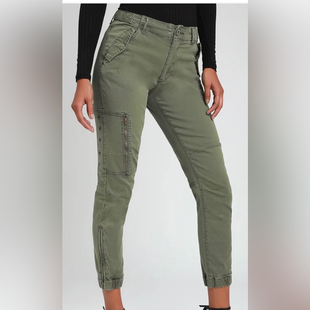 Pistola Rocha Washed Olive Green Cargo Jogger Pants
